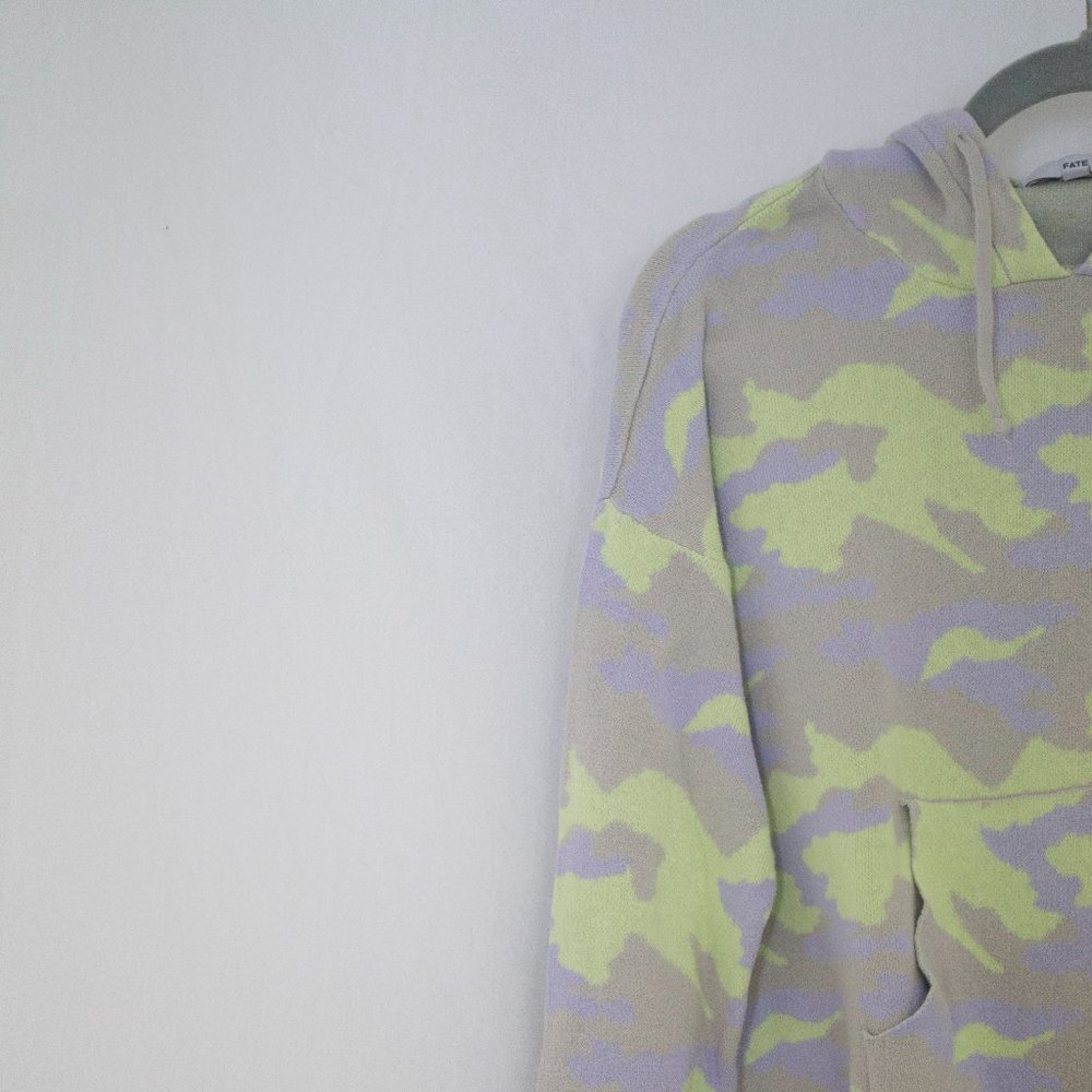 Fate Camo Printed Distressed Sweatshirt